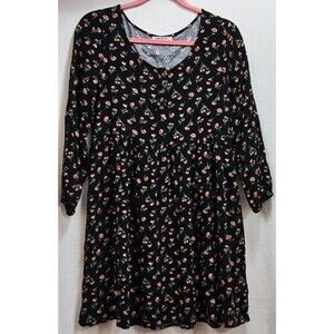 American Eagle Small Black Pink Floral Mini Dress Women’s Small Viscose EUC